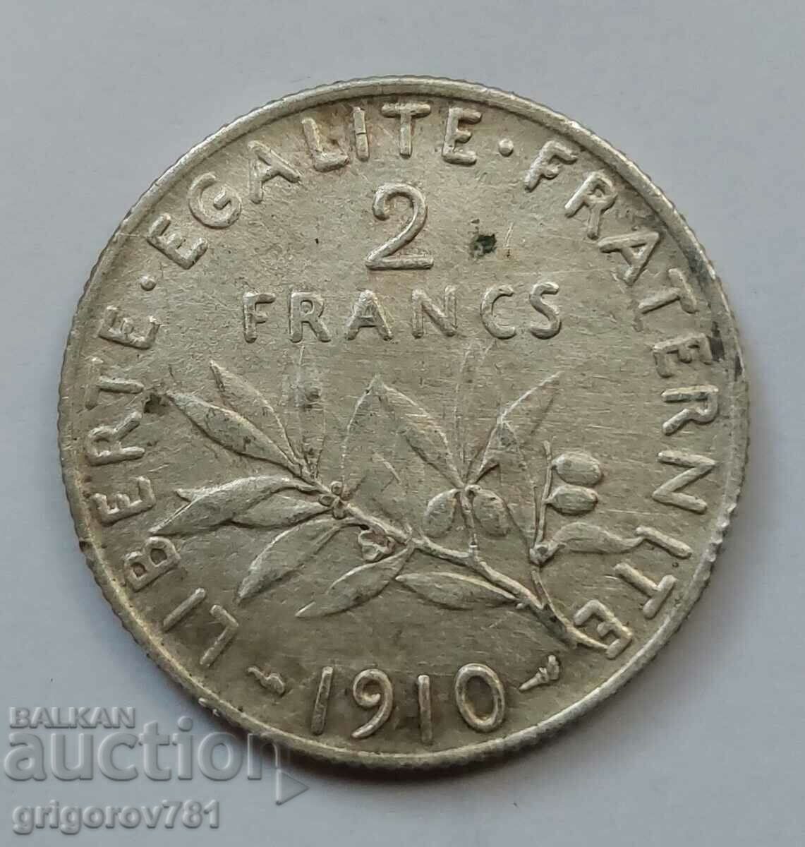 2 Φράγκα Ασήμι Γαλλία 1910 - Ασημένιο νόμισμα #34