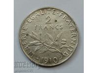 2 Francs Silver France 1910 - Silver Coin #34