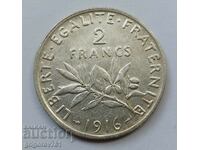 2 франка сребро Франция 1916 - сребърна монета #109