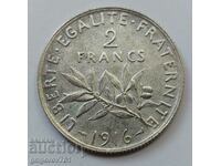 2 франка сребро Франция 1916 - сребърна монета #156