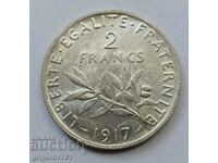 2 франка сребро Франция 1917 - сребърна монета #158