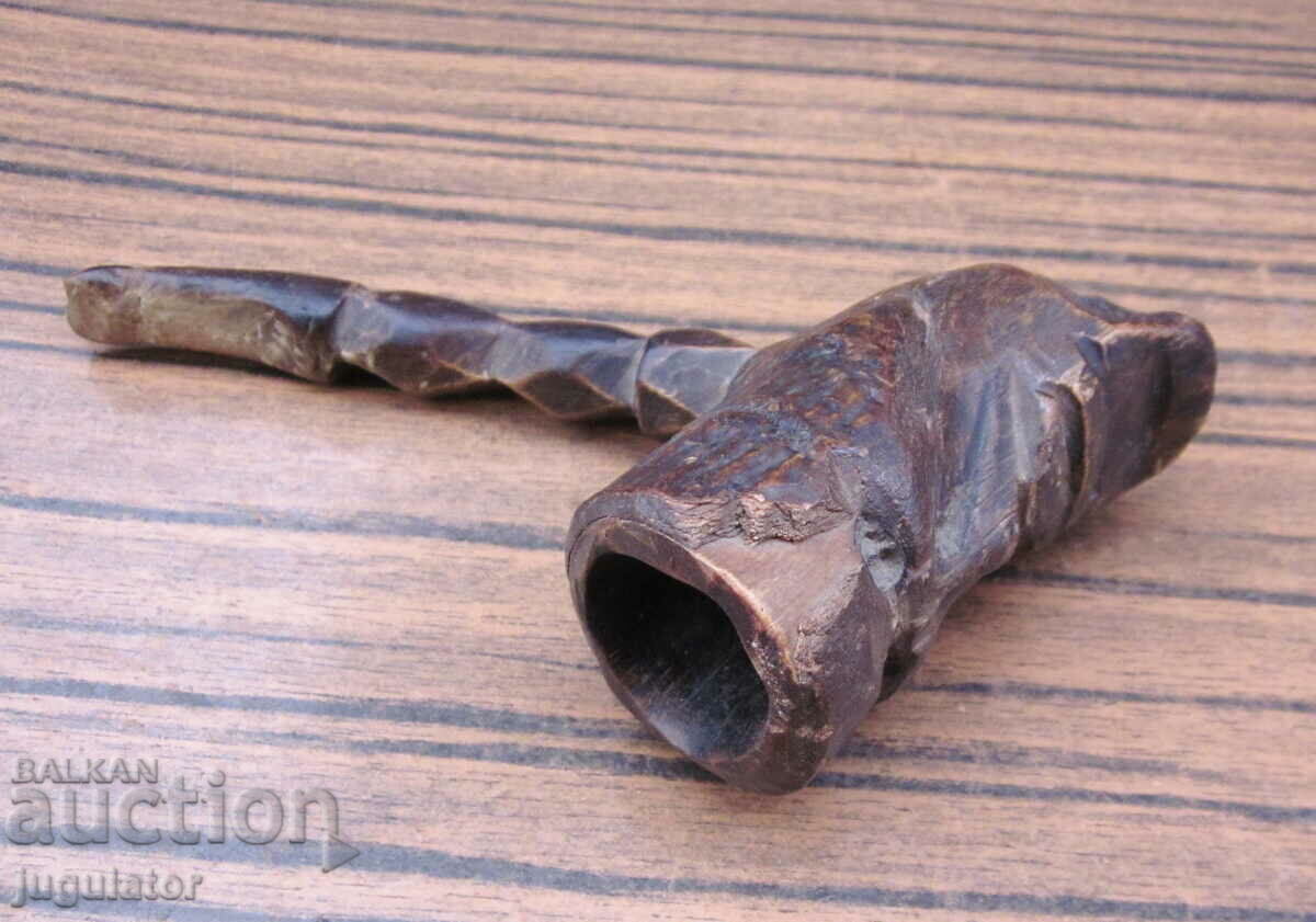 antique Bulgarian Revival shepherd's pipe carved chibuk - 5