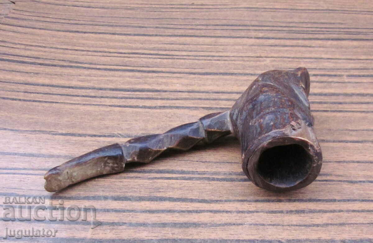 antique Bulgarian Revival shepherd's pipe carved chibuk - 6