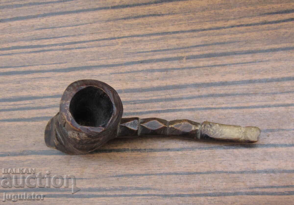antique Bulgarian Revival shepherd's pipe carved chibuk - 7