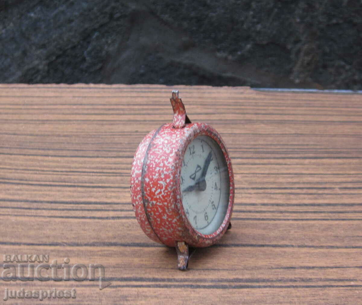 Auction old Russian tin metal toy alarm clock Auction old Russian tin metal toy alarm clock