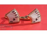 Cufflinks in the shape of a deck of playing cards