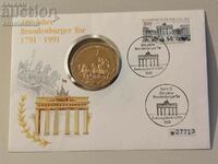 German plaque + postal envelope + postage stamp