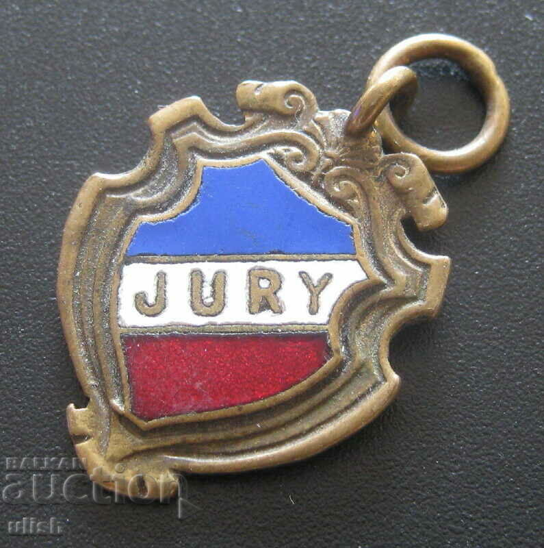 Old pendant tile France enamel logo Jury