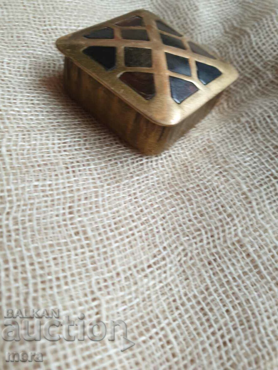 A small brass box with applied hornbone tiles with price 15.00 BGN | € 7.67 A small brass box with applied hornbone tiles with price 15.00 BGN | € 7.67
