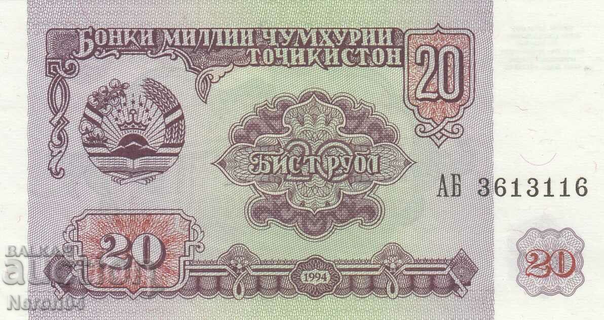 20 de ruble 1994, Tadjikistan