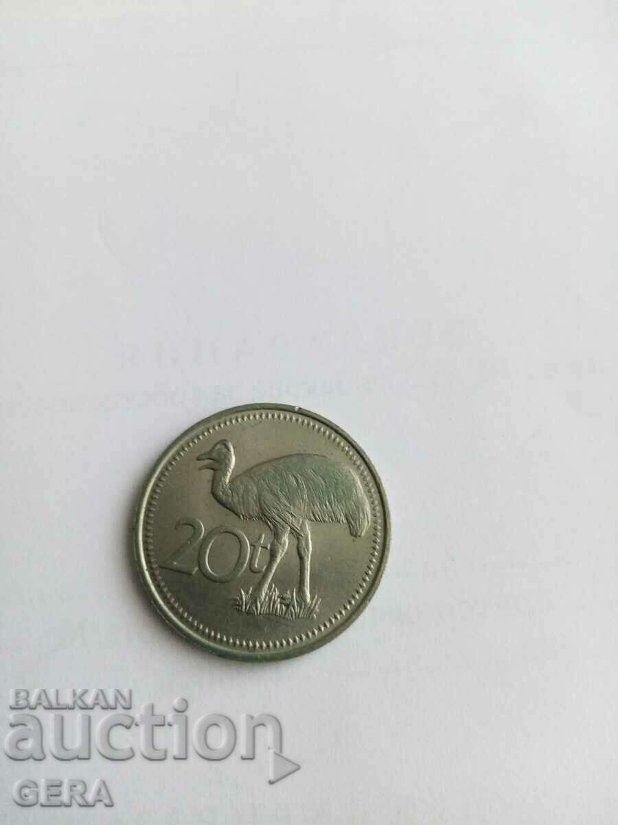 Монета 20 тоя Папуа Нова Гвинея