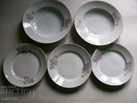 Lot of porcelain plates - 2 deep and 3 shallow
