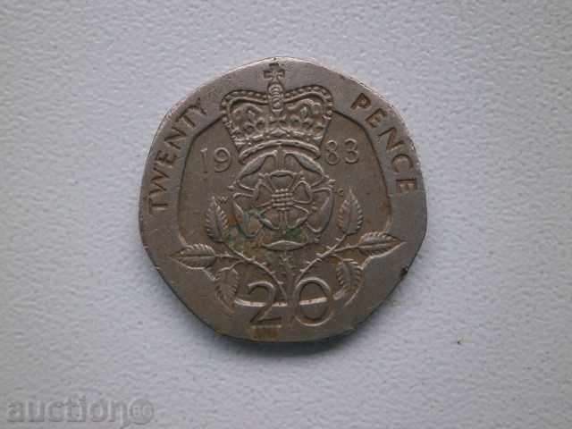 20 pence - Great Britain, 1983, 18L with price 9.60 BGN | € 4.91 20 pence - Great Britain, 1983, 18L with price 9.60 BGN | € 4.91