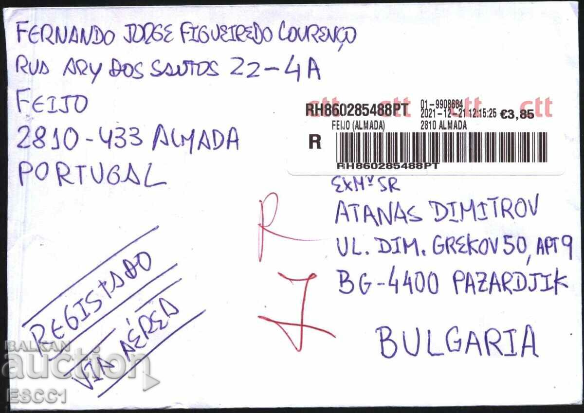 Traveled envelope - registered letter from Portugal