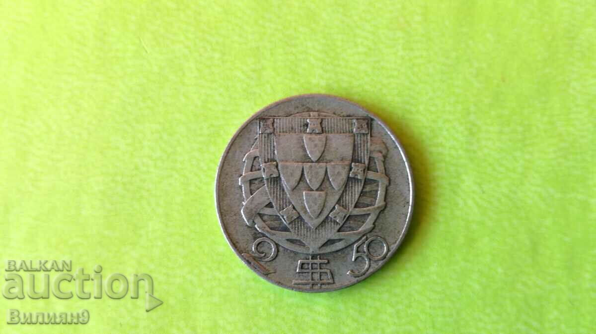 2.50 Escudo 1945 Portugal Silver