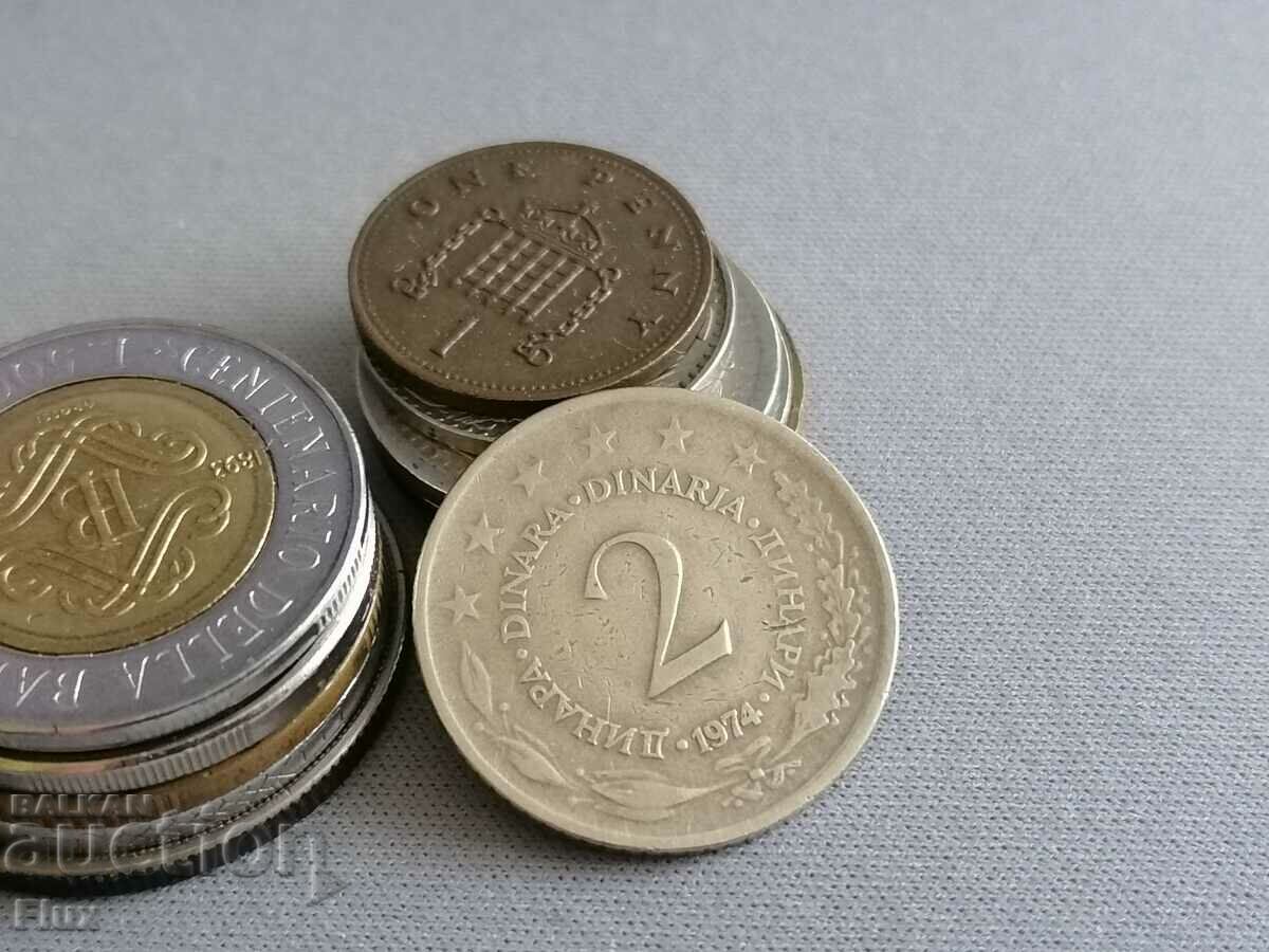 Monedă - Iugoslavia - 2 Dinari | 1974
