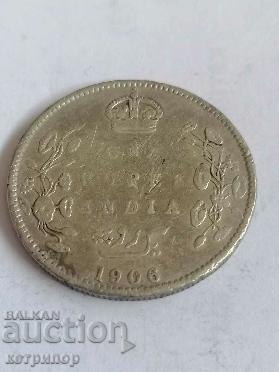 1 ρουπία Ινδία 1906 Ασήμι