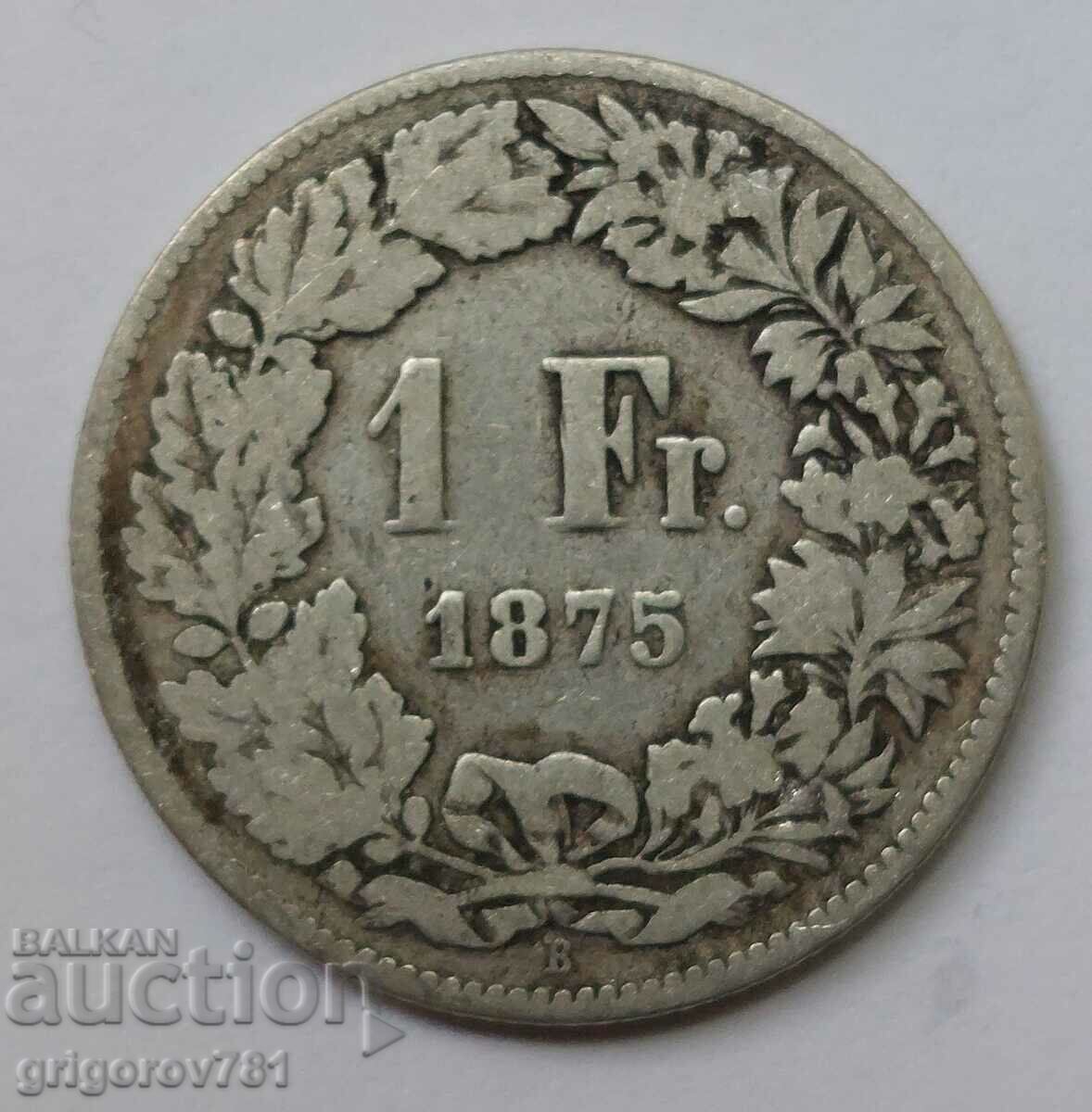 1 Franc Silver Switzerland 1875 B - Silver Coin #2