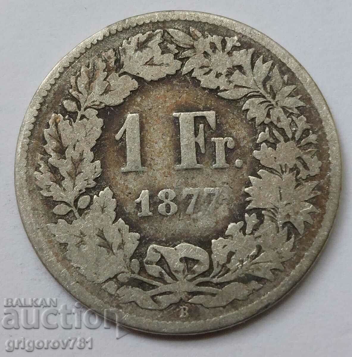 1 Franc Silver Switzerland 1877 B - Silver Coin #2