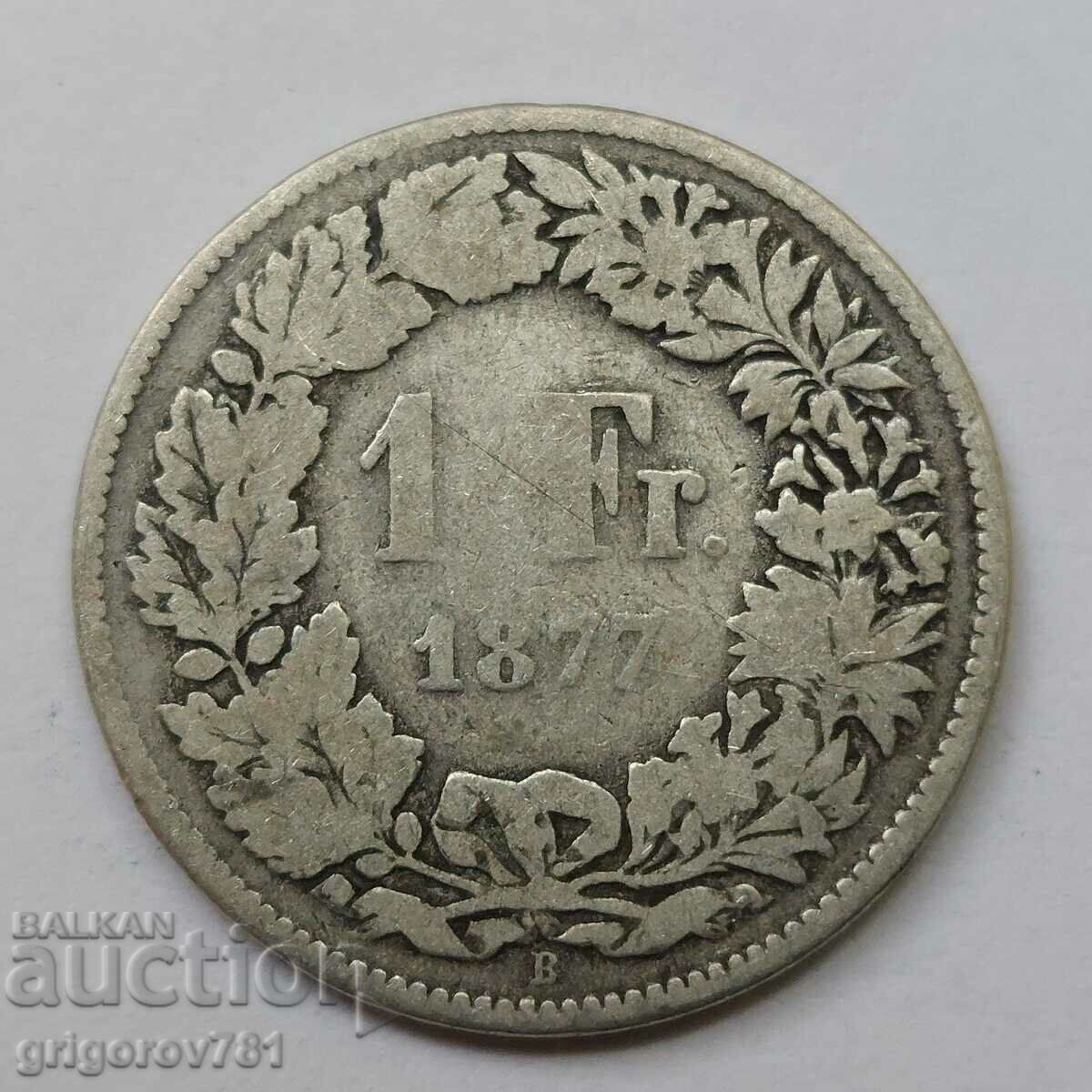 1 Franc Silver Switzerland 1877 B - Silver Coin #3