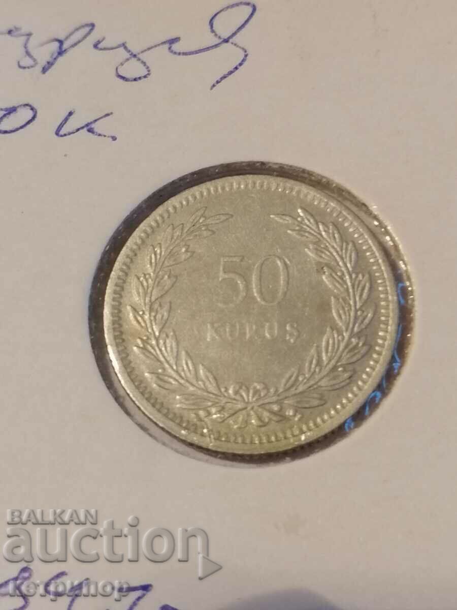 50 kurusha Turcia 1947 Argint