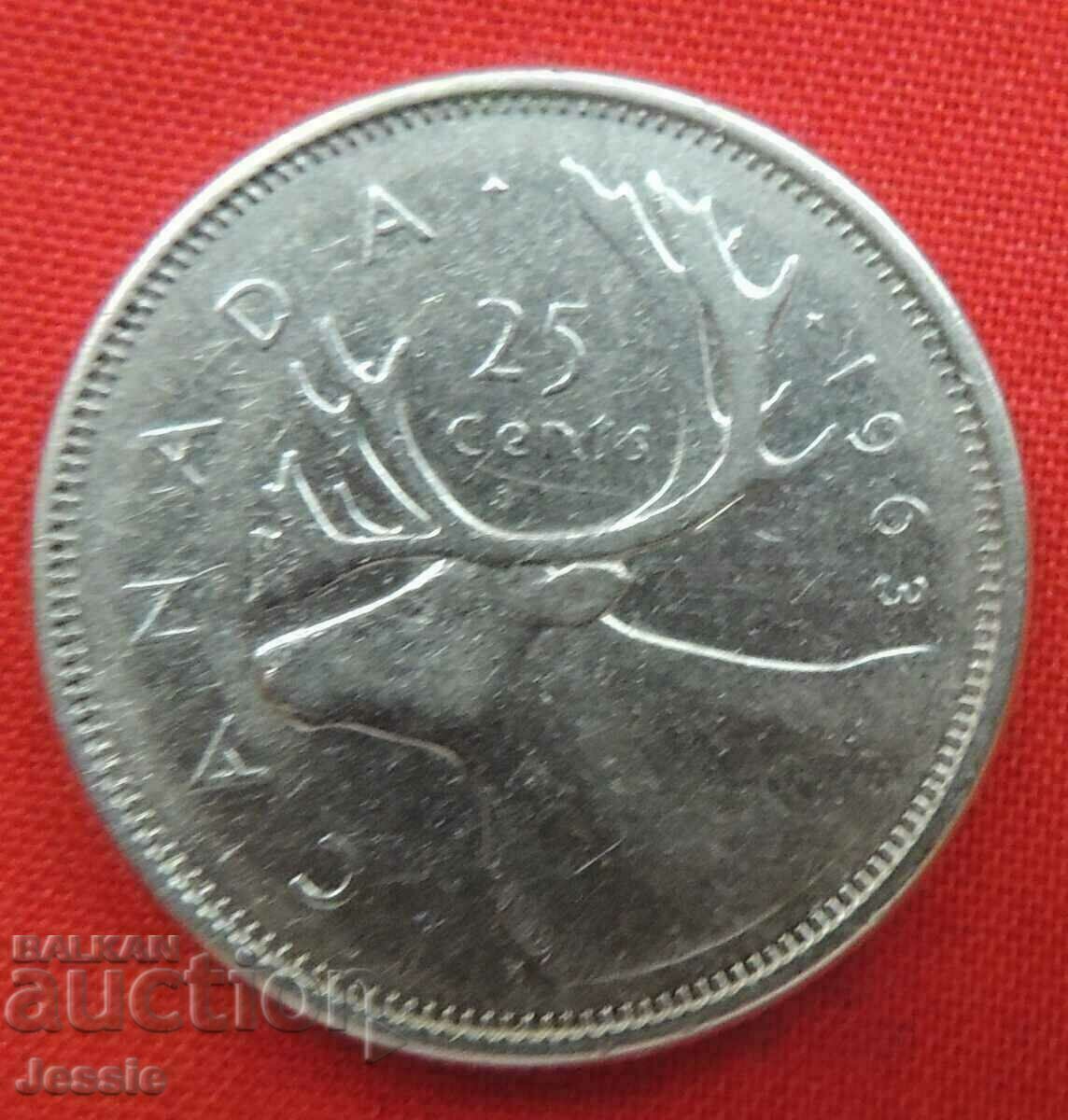 25 цента 1963 Канада