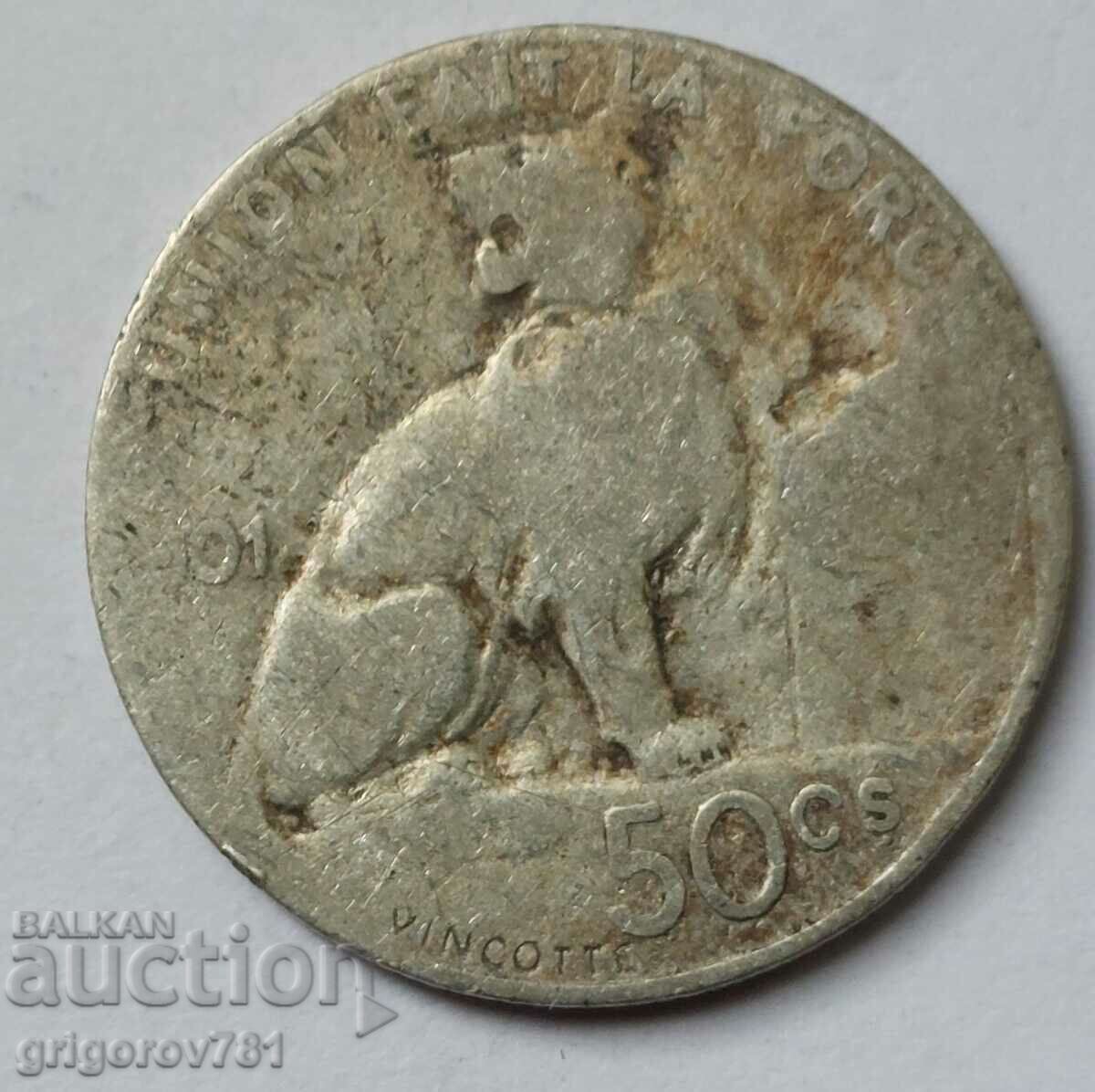 50 centimes silver Belgium 1901 - silver coin #77