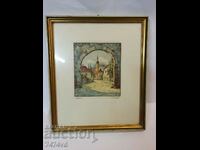 Original color etching by Ludwig Buergel,