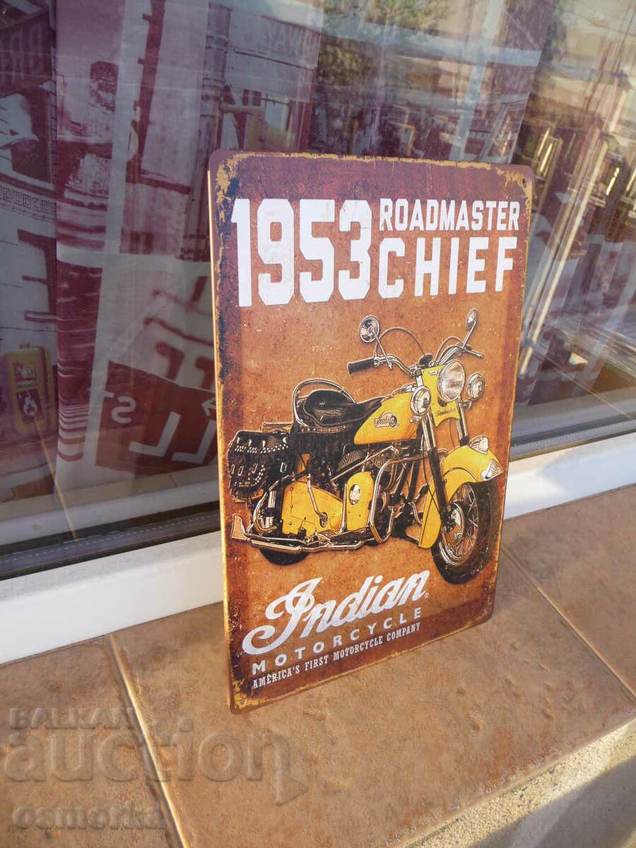 Indian Roadmaster Chief 1953 motorcycle metal plate with price 18.00 BGN | € 9.20 Indian Roadmaster Chief 1953 motorcycle metal plate with price 18.00 BGN | € 9.20