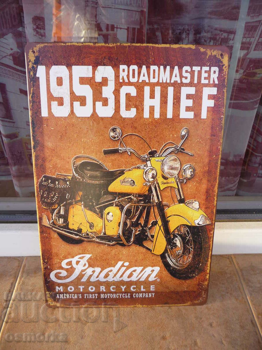 Indian Roadmaster Chief 1953 placa metalică pentru motociclete