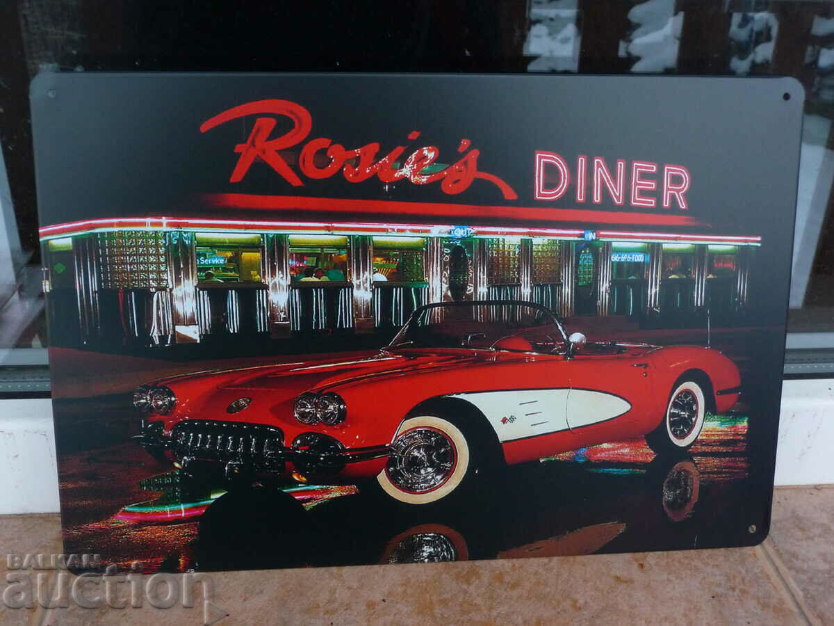 Metal plate motor car Chevrolet Corvette restaurant classic