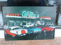Metal sign motor car restaurant 60's retro cars