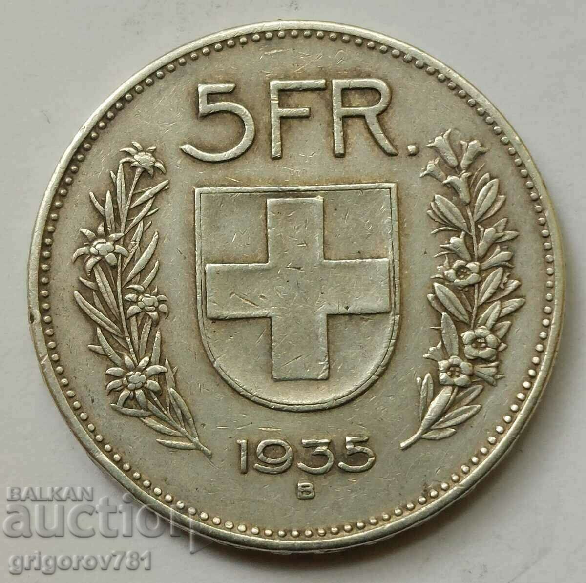 5 franci argint Elveția 1935 B - monedă de argint