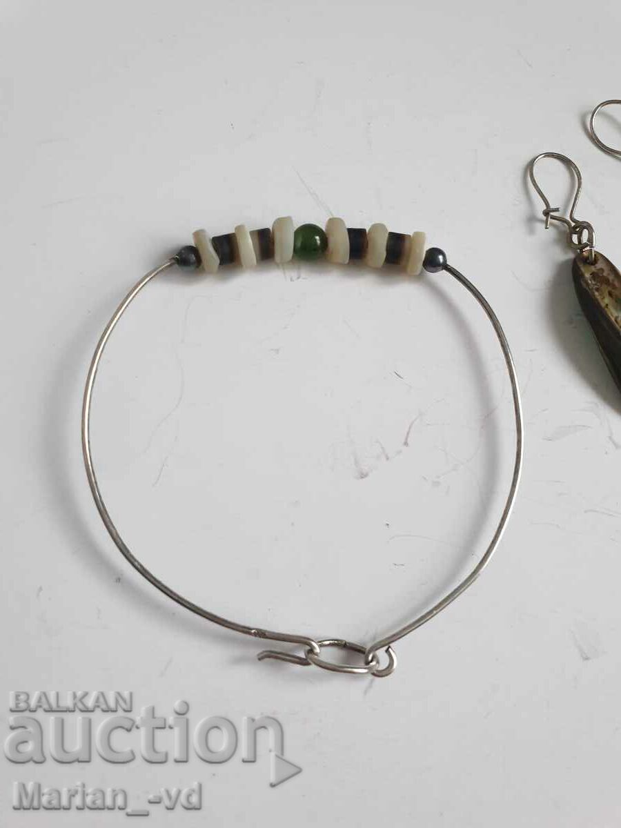 Silver mother of pearl earrings and bracelet set with price 30.00 BGN | € 15.34 Silver mother of pearl earrings and bracelet set with price 30.00 BGN | € 15.34