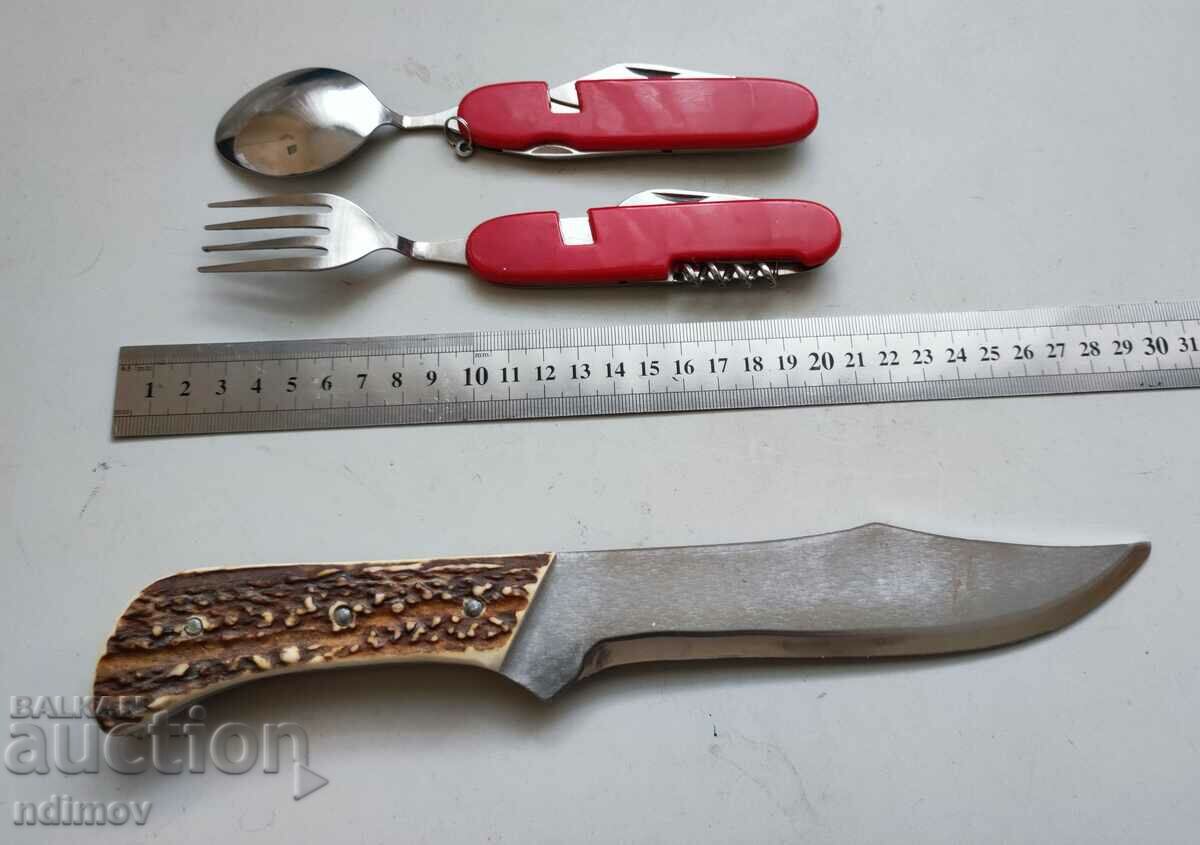 Auction Old German Travel Set Knife Horn Fork Spoon Auction Old German Travel Set Knife Horn Fork Spoon