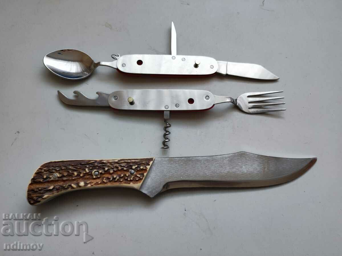 Delivery of Old German Travel Set Knife Horn Fork Spoon Delivery of Old German Travel Set Knife Horn Fork Spoon