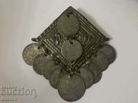 Възрожденски Сребърен ромб нагръдник със сребърни монети