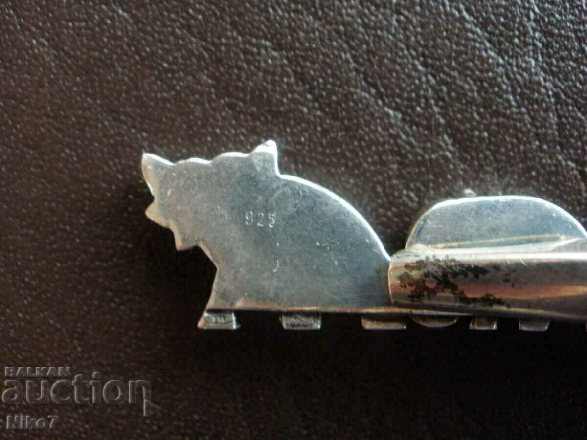 Silver tie clip (pin, brooch) - Elephants. - 5 Silver tie clip (pin, brooch) - Elephants. - 5