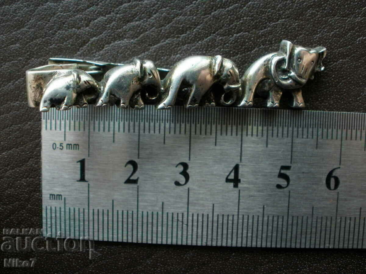 Silver tie clip (pin, brooch) - Elephants. - 7 Silver tie clip (pin, brooch) - Elephants. - 7
