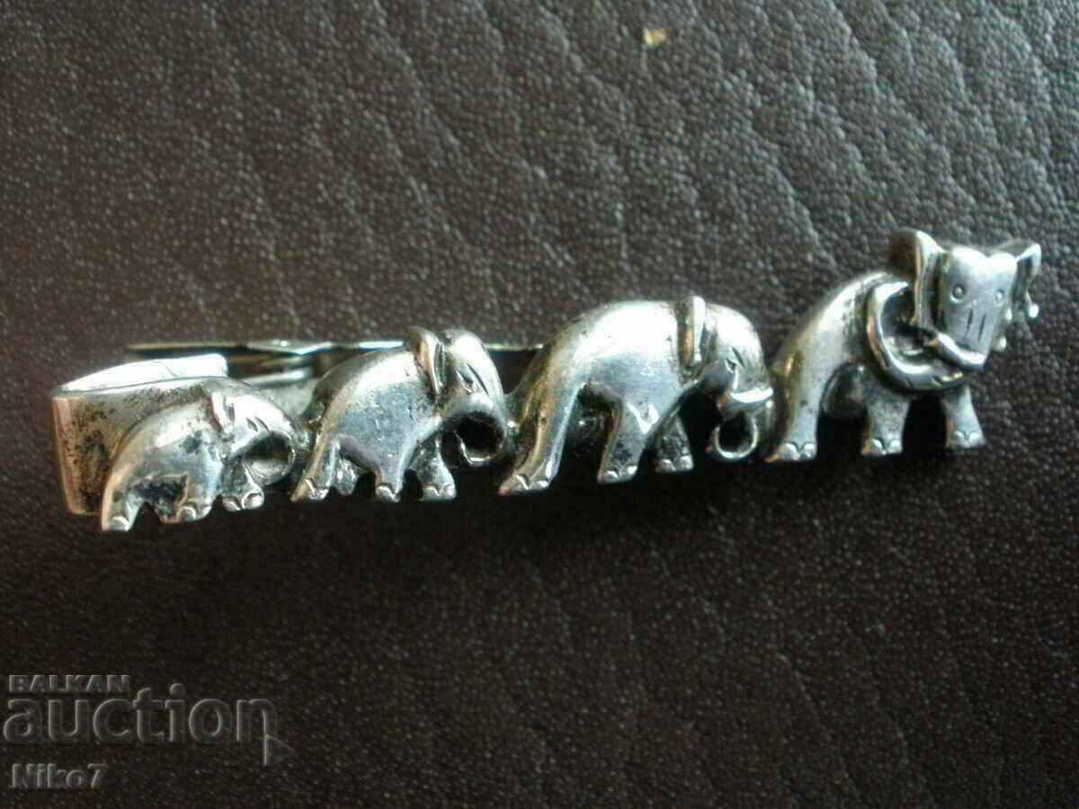 Silver tie clip (pin, brooch) - Elephants. Silver tie clip (pin, brooch) - Elephants.