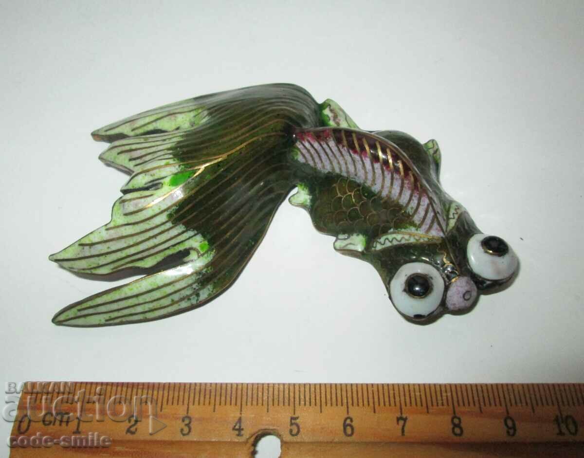 Vechi peștișor de aur smalț celular bronz aurit - 5 Vechi peștișor de aur smalț celular bronz aurit - 5