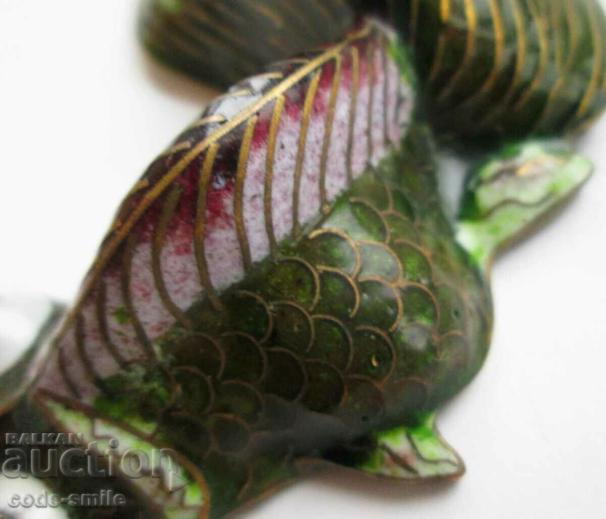 Vechi peștișor de aur smalț celular bronz aurit - 6 Vechi peștișor de aur smalț celular bronz aurit - 6