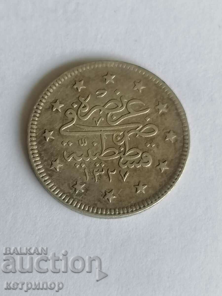 2 kurusha 1327/2 Turcia otomană