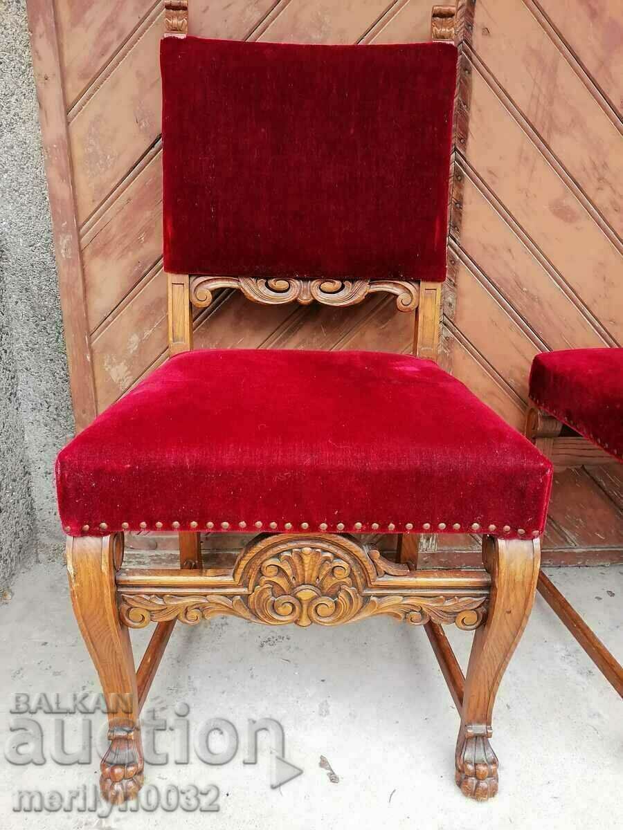 Auction 4 antique chairs with wood carving chairs Art Deco chair table Auction 4 antique chairs with wood carving chairs Art Deco chair table