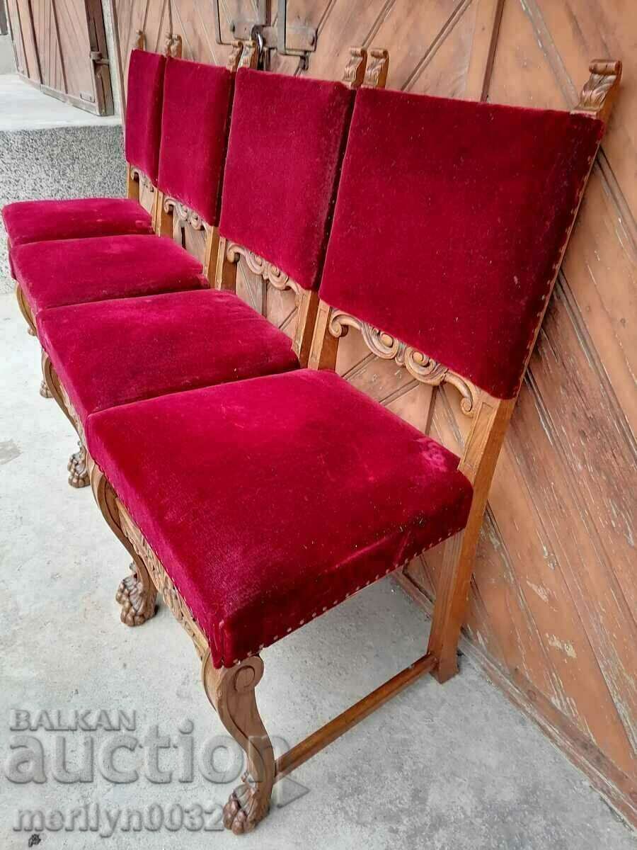 4 antique chairs with wood carving chairs Art Deco chair table - 5 4 antique chairs with wood carving chairs Art Deco chair table - 5