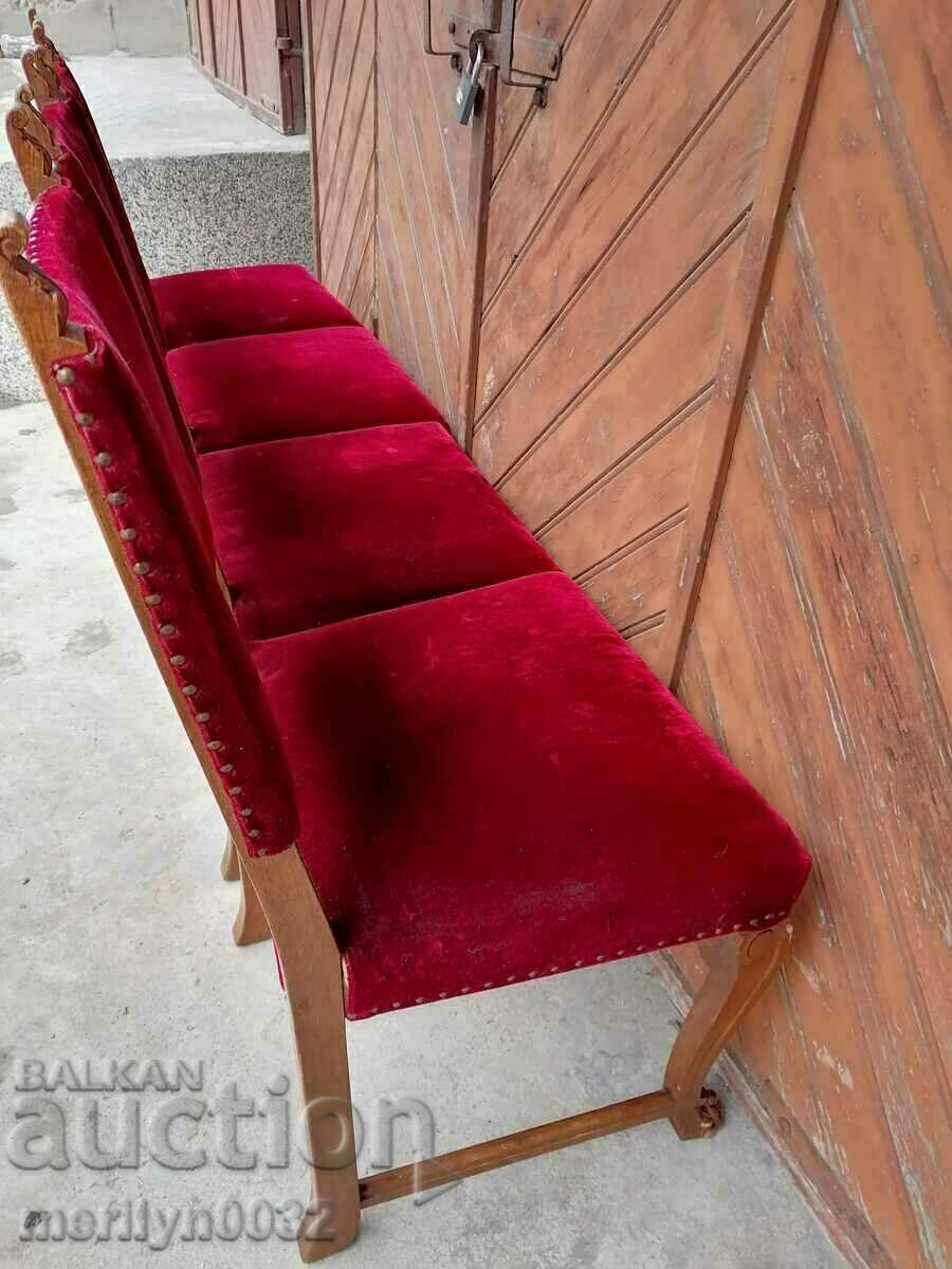 4 antique chairs with wood carving chairs Art Deco chair table - 6 4 antique chairs with wood carving chairs Art Deco chair table - 6