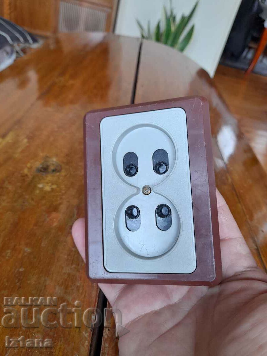 Old double electrical outlet with price 18.00 BGN | € 9.20 Old double electrical outlet with price 18.00 BGN | € 9.20