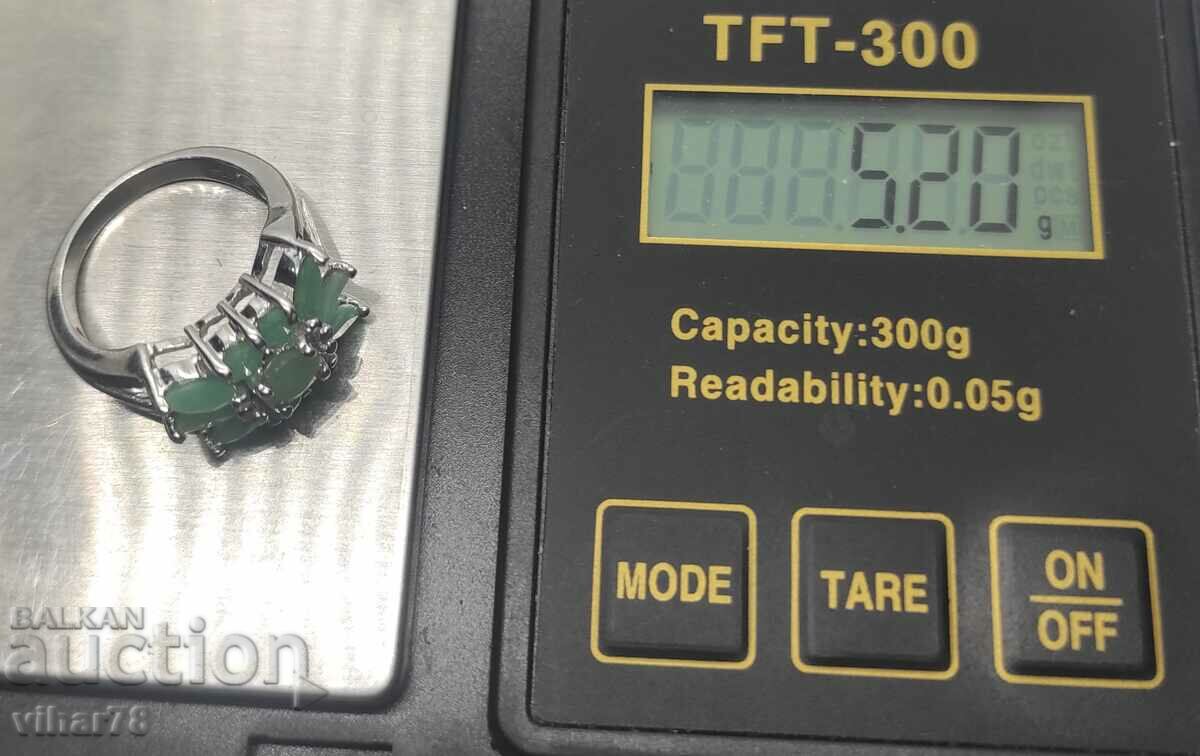 Silver ring with an emerald - 6 Silver ring with an emerald - 6