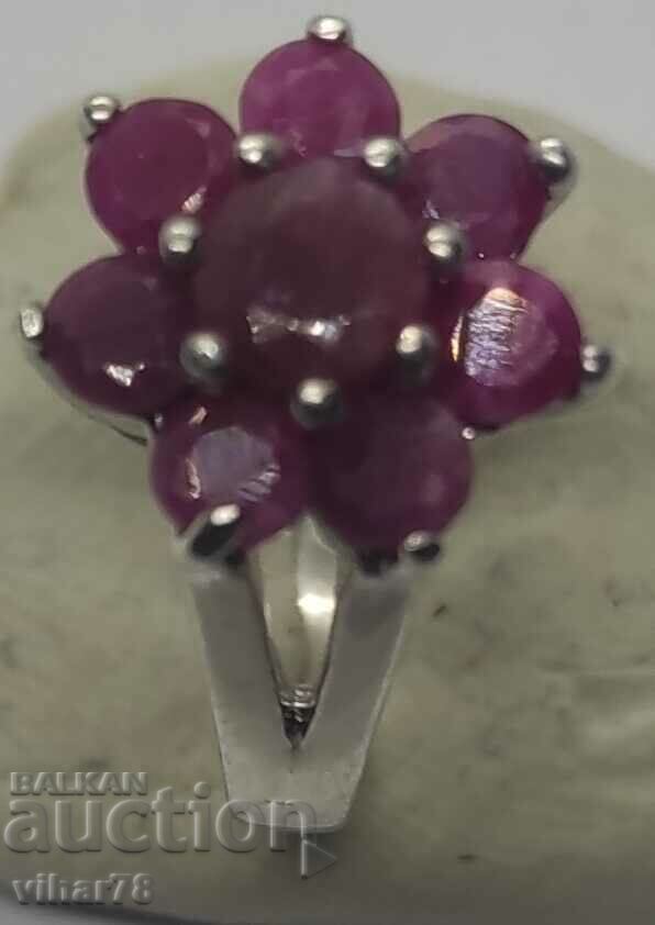 Silver ring with rubies - 5 Silver ring with rubies - 5