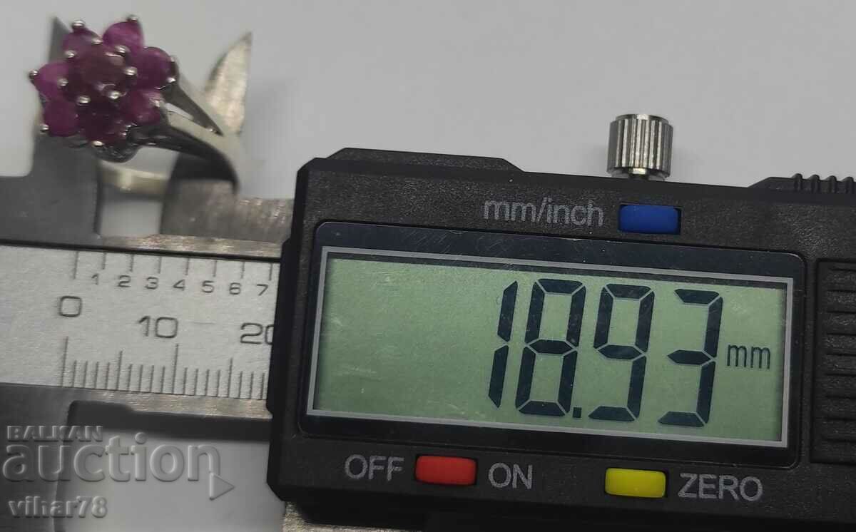 Silver ring with rubies - 6 Silver ring with rubies - 6